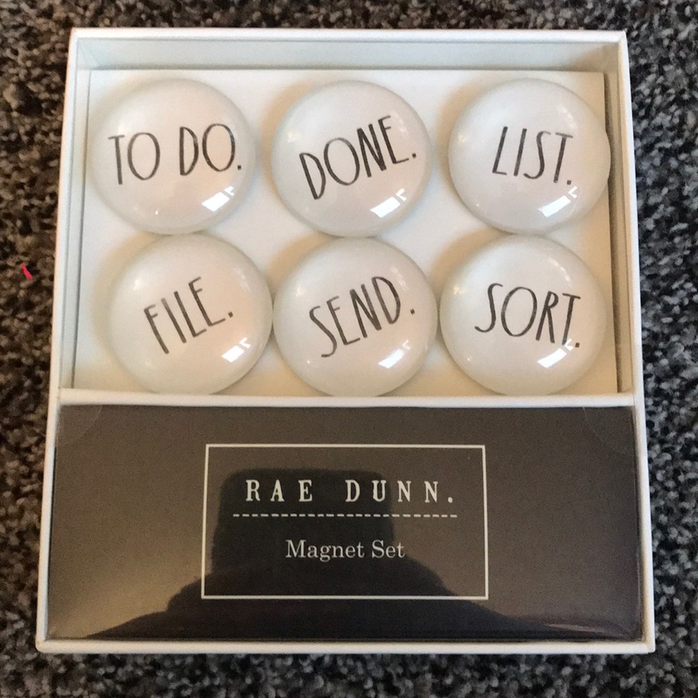Rae Dunn Magnet Set TO DO,DONE,FILE,SEND,LIST,SORT